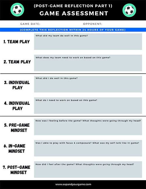 Game assessment soccer worksheet